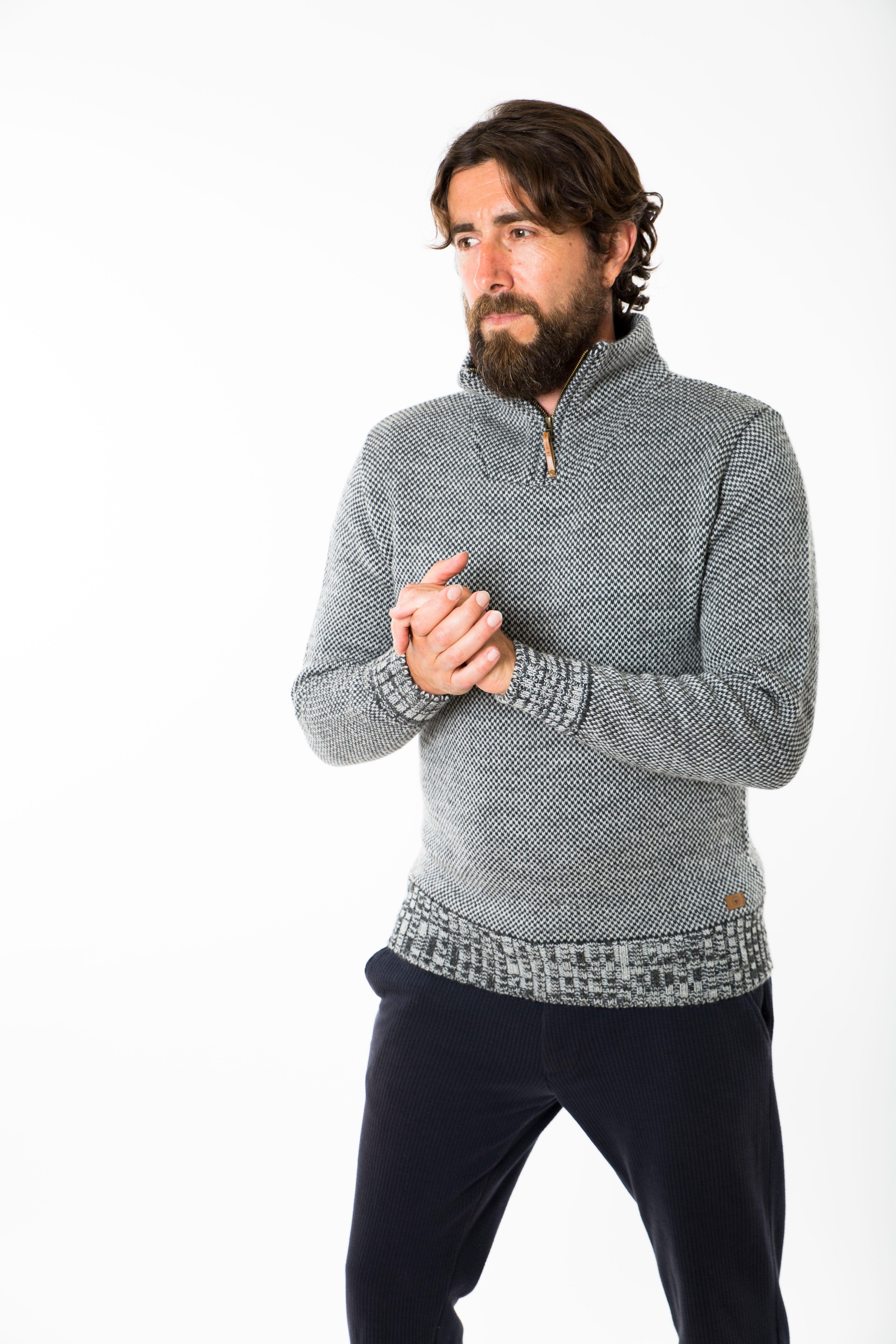 Se Dai 1/2 Zip Sweater - Fuza Wool - Silver Grey hos Fuza Wool