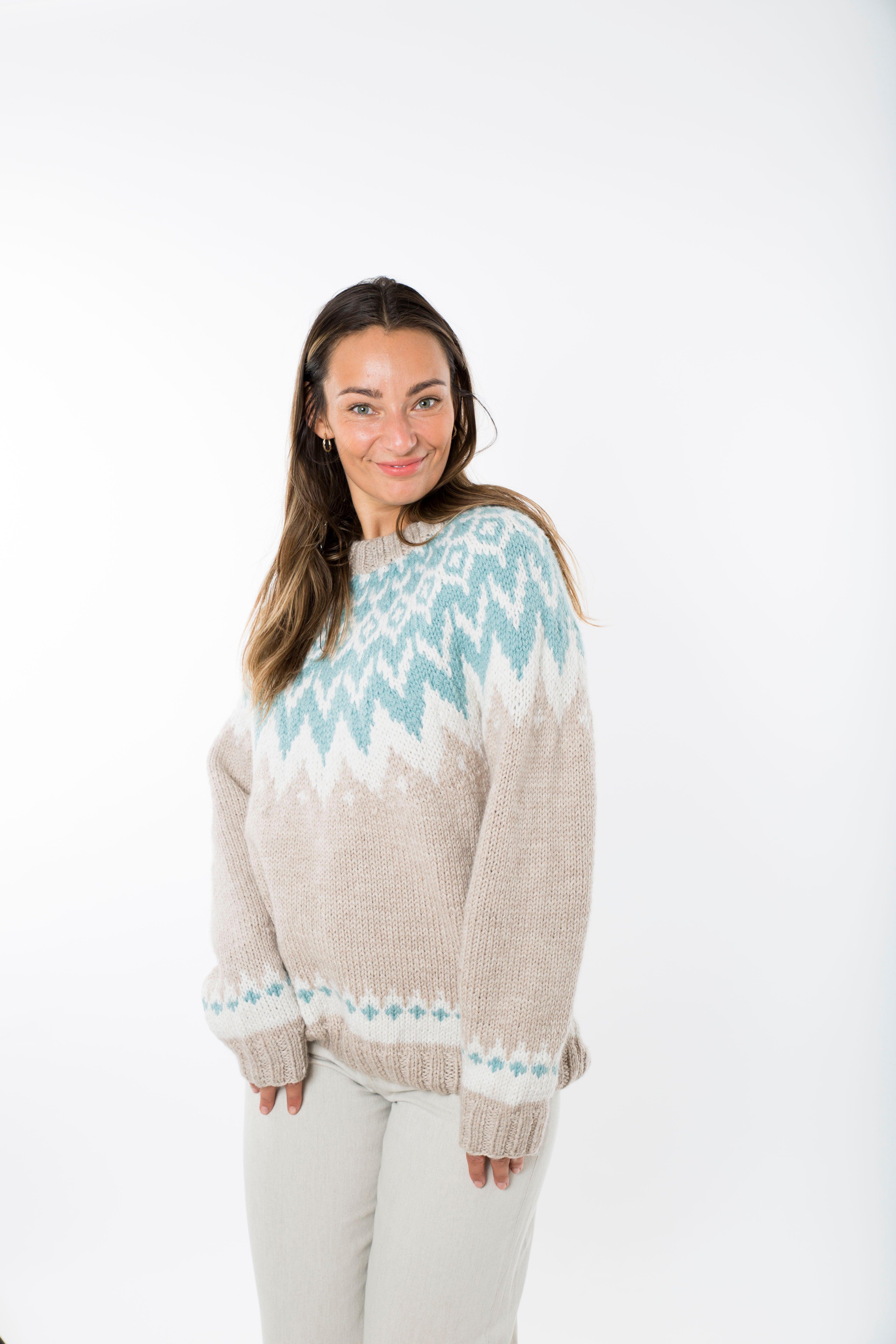 Se Helena Sweater Round Neck - Fuza Wool - Beige hos Fuza Wool
