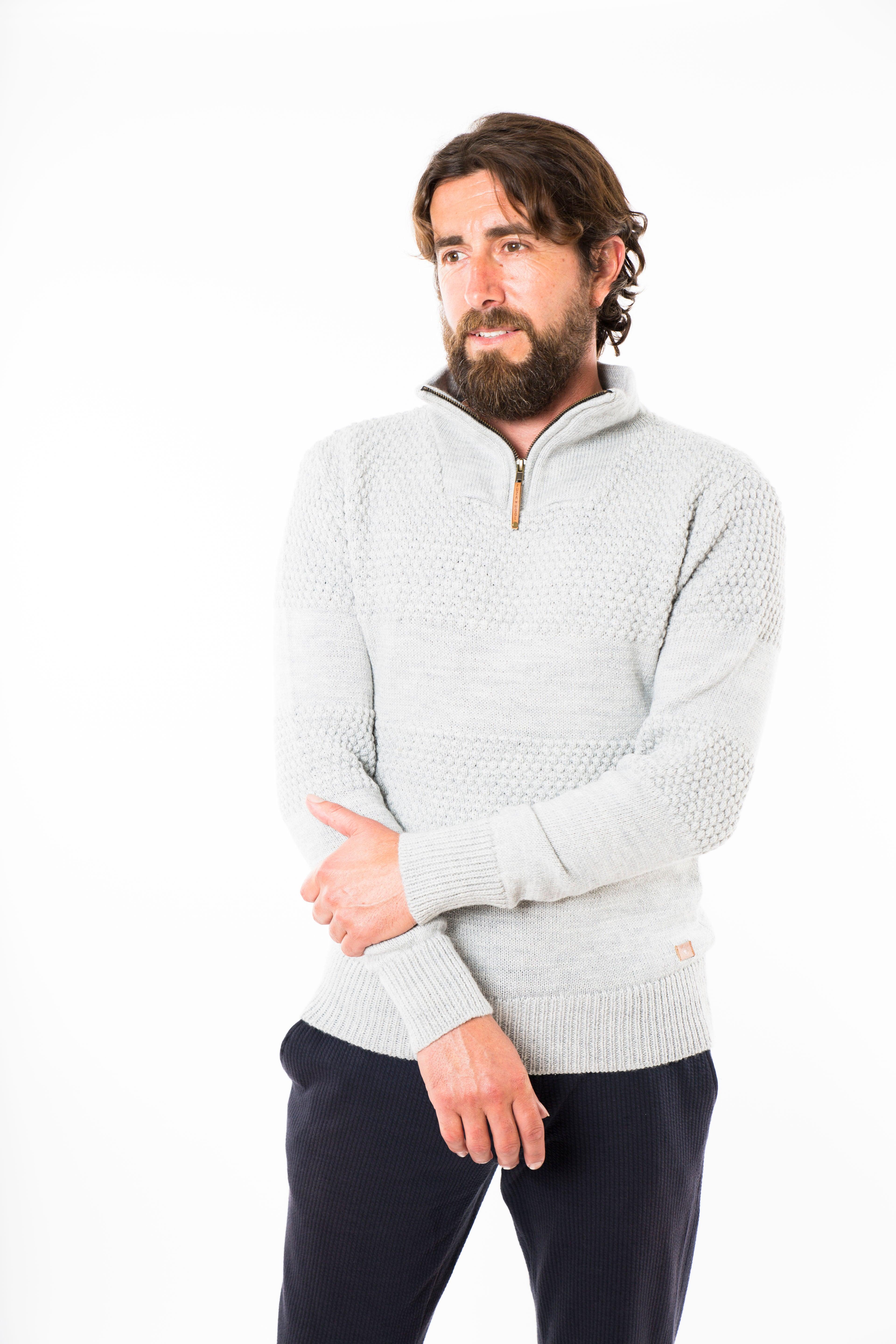 Se Nyhavn 1/2 Zip Sweater - Fuza Wool - Silver Grey hos Fuza Wool