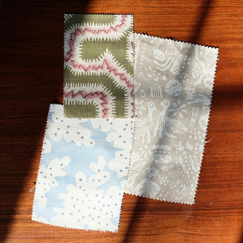 3 samples of natural fabrics
