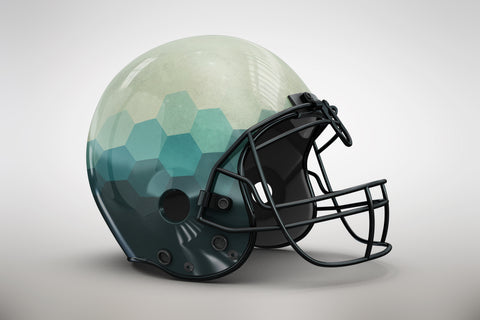 Close-up of a modern football helmet showing detailed interior padding and straps, emphasizing safety and comfort.