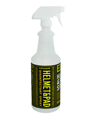 Matguard USA's Helmet and Pad Spray, an effective solution for cleaning and deodorizing football pads.