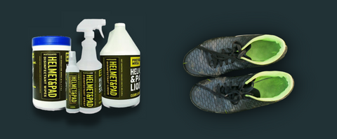 Required cleaning supplies for football cleats including brushes and disinfectant wipes