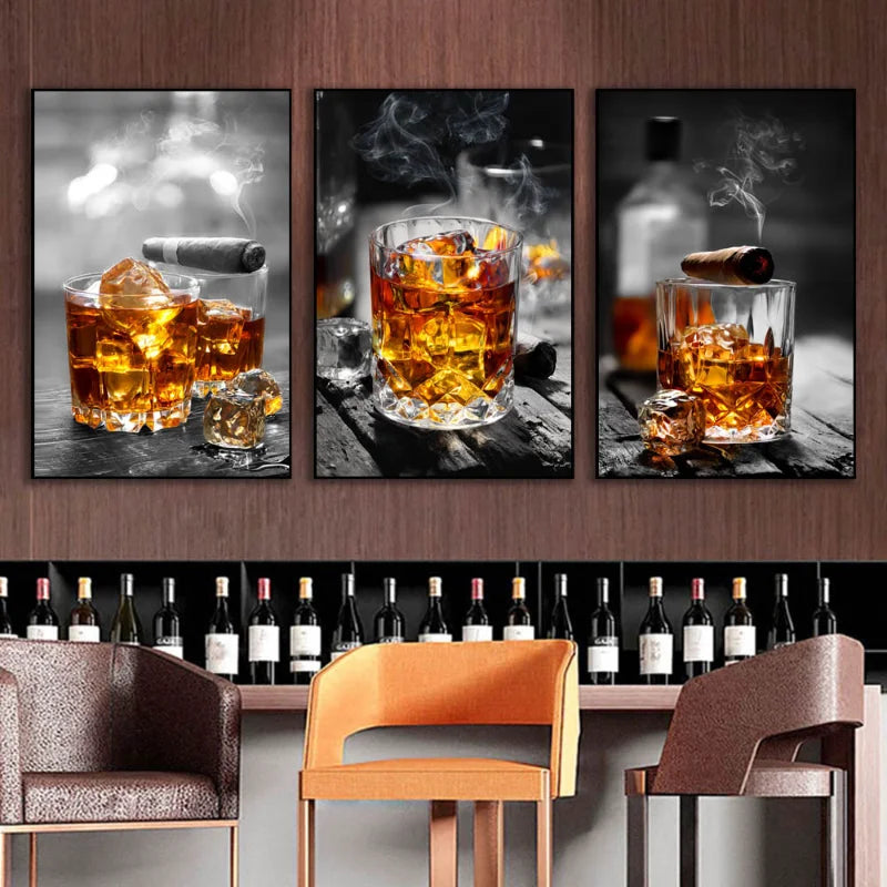 Wall Art Whiskey/Cigar Living Room Home Decor