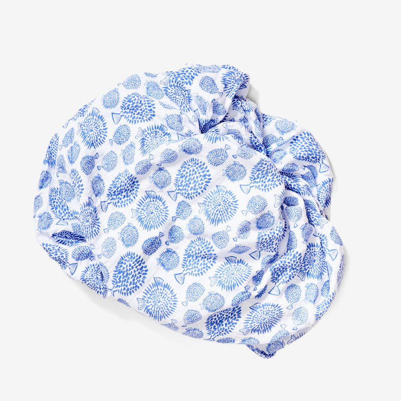 Organic Cotton Crib Sheets by Lewis - Blowfish in Marine