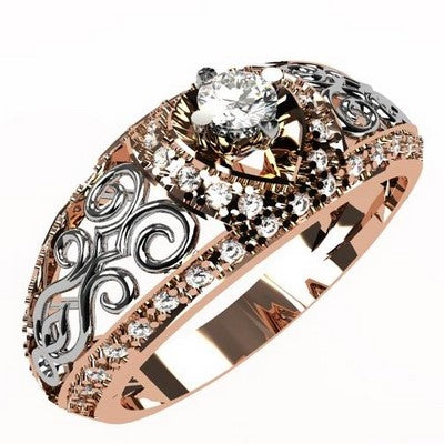 anillo de compromiso de oro rosa con diamantes