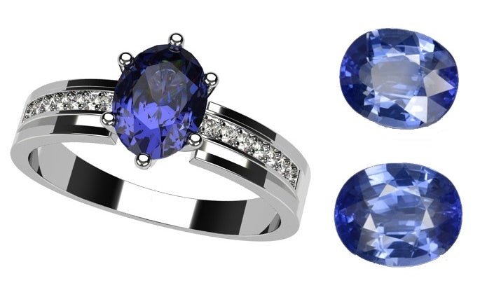 anillo con zafiro azul de Ceilán