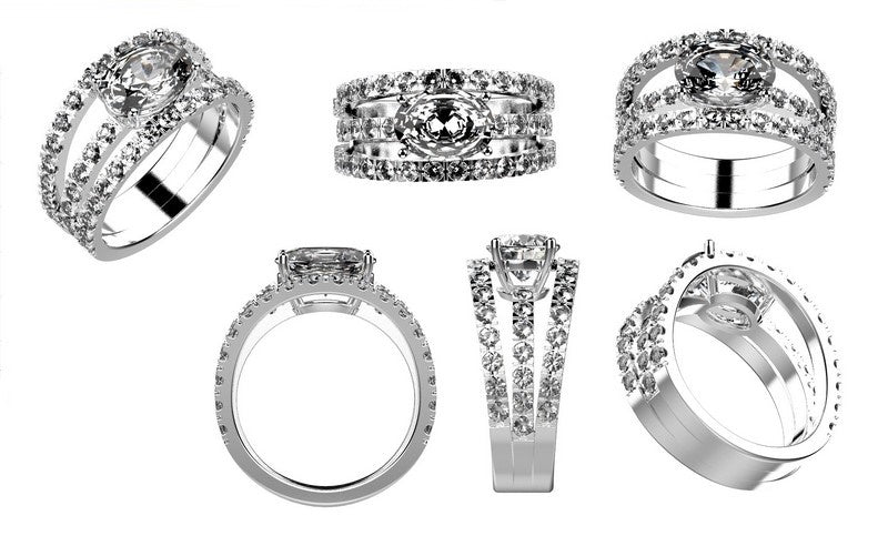 diseño de un anillo de compromiso con diamante grande
