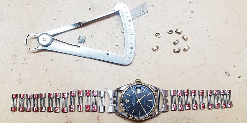 las piezas del brazalete del reloj Rolex datejust