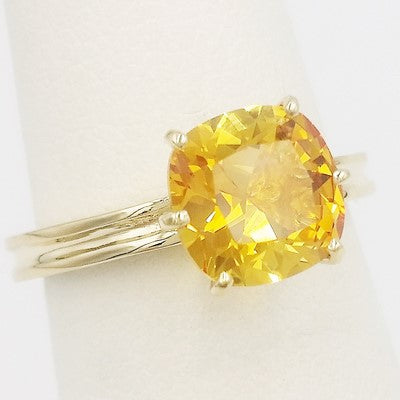 talla anillos zafiro amarillo para mujer