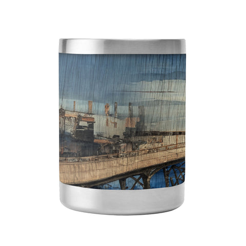 custom printed 10oz stainless steel coffee cup with lid pr262: ukiyo-e utagawa hiroshige's sudden shower over shin ohashi bridge and atake whiskey tumbler 1