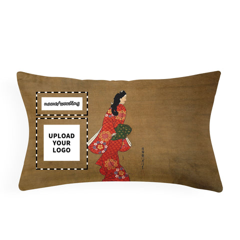 Custom Printed Art Ideas Famous Ukiyo-e Hishikawa Moronobu's Beauty Looking Back Pillow 13*21 Pr105 Custom Logo Brand Name