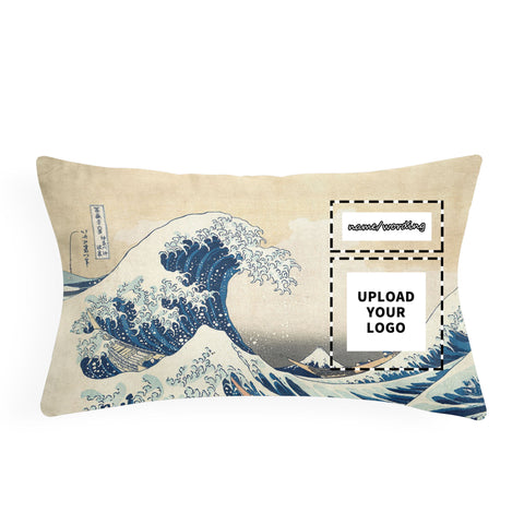 Custom Printed Art Ideas Famous Ukiyo-e Katsushika Hokusai's the Great Wave off Kanagawa Pillow 13*21 PR105 Custom Logo Brand Name