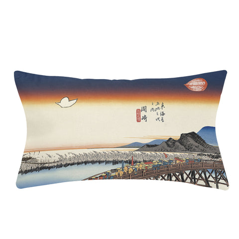 Custom Printed Art Ideas Famous Ukiyo-e the Fifty Three Stations of the Tokaido Okazaki Yahagi No Hashi Pillow 13*21