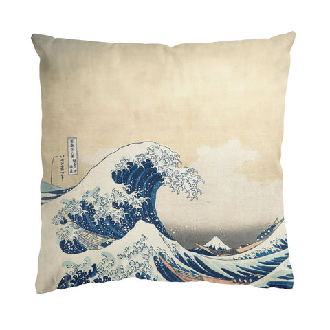 Custom Printed Japanese Ukiyo-e Katsushika Hokusai's the Great Wave off Kanagawa Pillow 16x16 Pr105