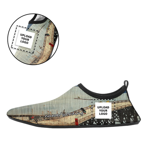 Customized Printed Aqua Shoes 1902: Ukiyo-e Utagawa Hiroshige's Sudden Shower over Shin Ohashi Beach Wading Shoes custom logo brand name