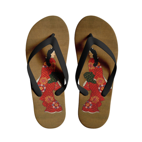 personalized design japanese retro art style custom printed ukiyo-e hishikawa moronobu's beauty looking back slippers 1916 4