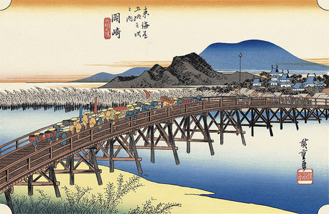 the fifty three stations of the tokaido okazaki yahagi no hashi by utagawa hiroshige