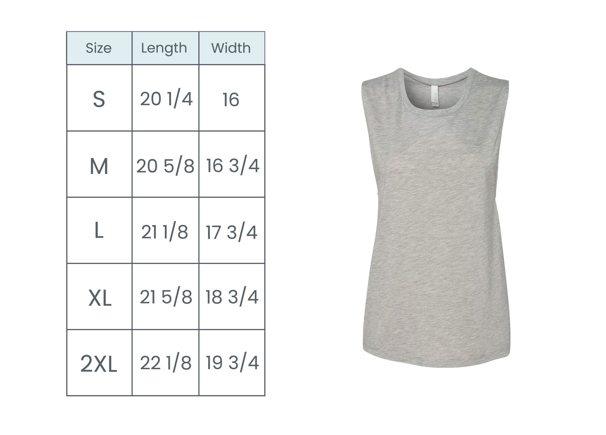 muscle tank top size guide