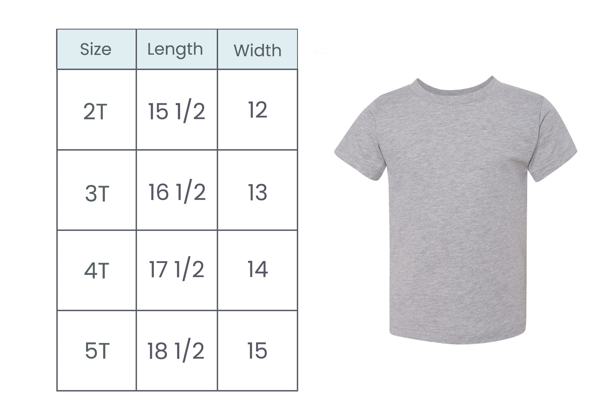 toddler crewneck tee size guide