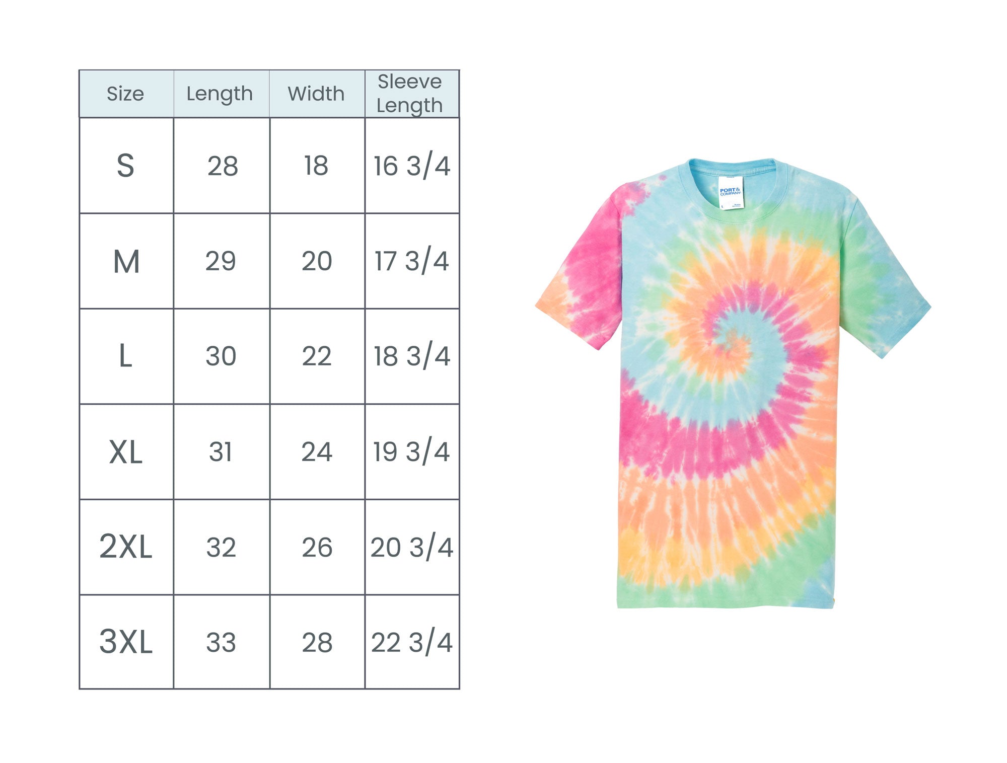 crewneck tee size guide
