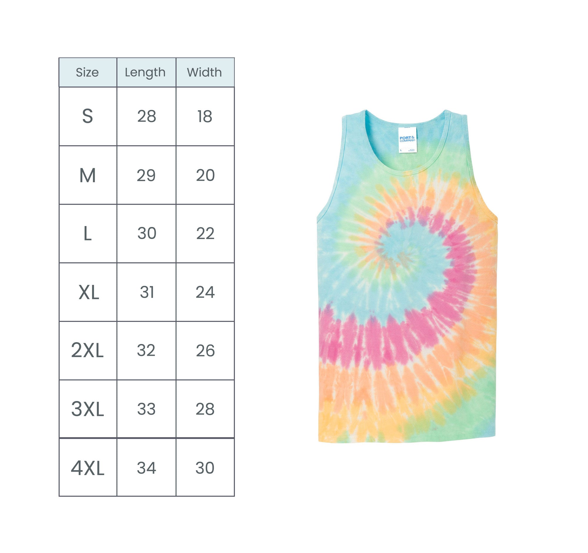 tank top size guide