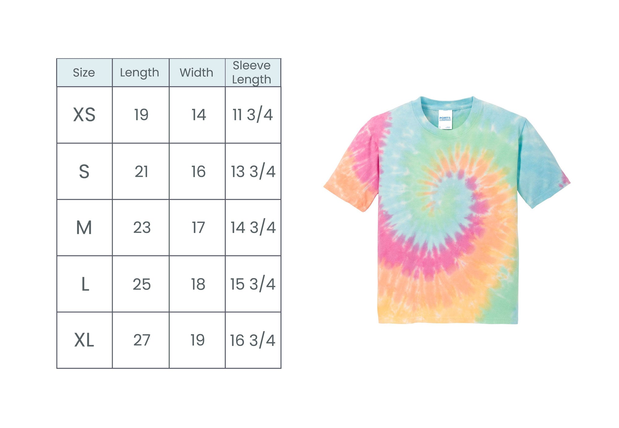 youth crewneck tee size guide