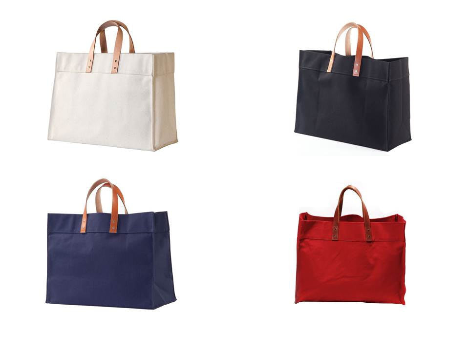 leather handle canvas tote bag