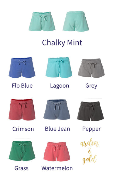 Comfort Color French Terry Shorts Personalized Arden And Gold