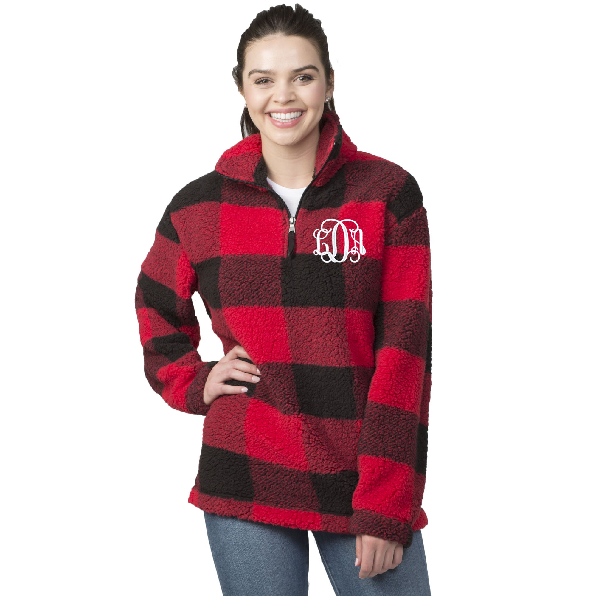 sherpa pullover plaid