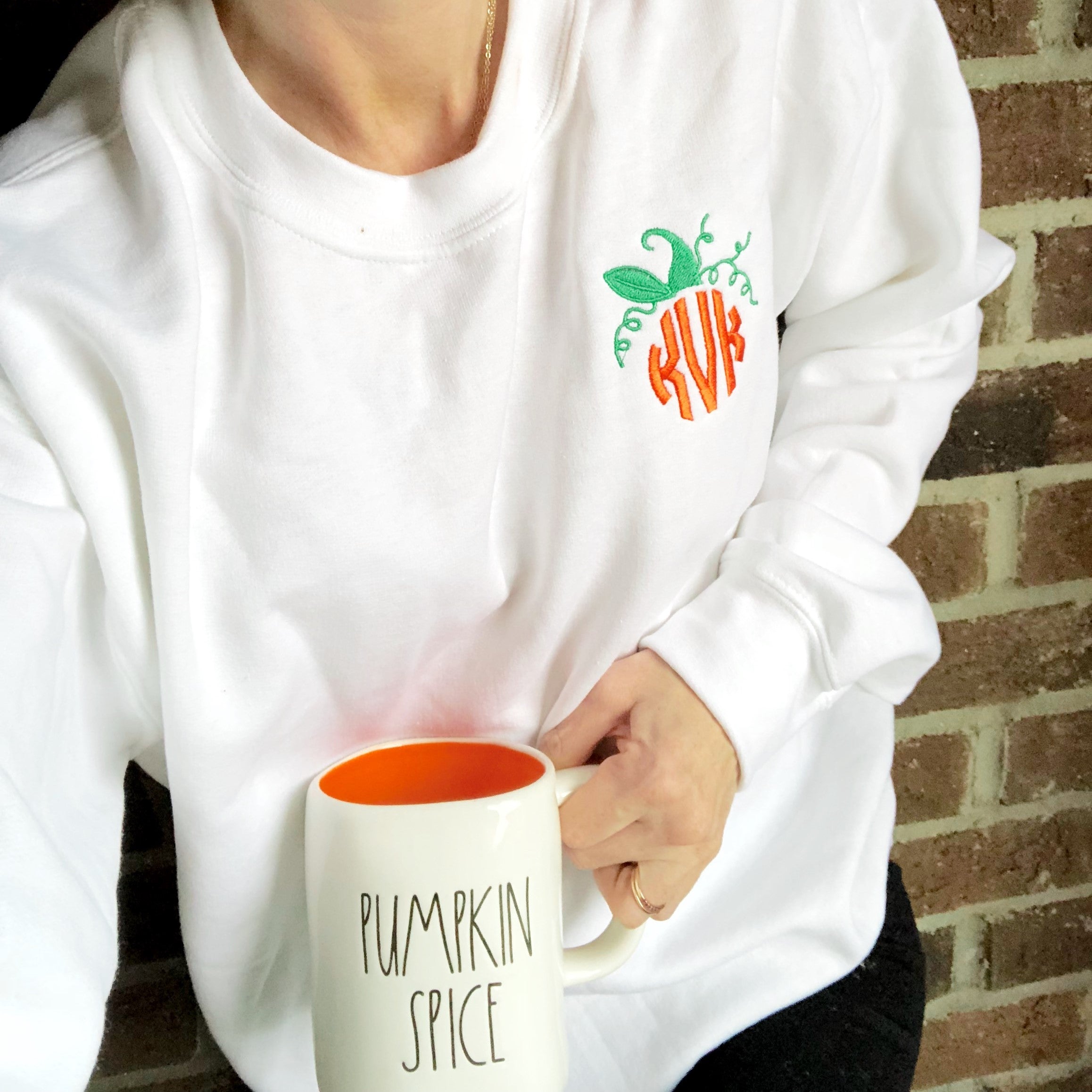 pumpkin monogram sweatshirt