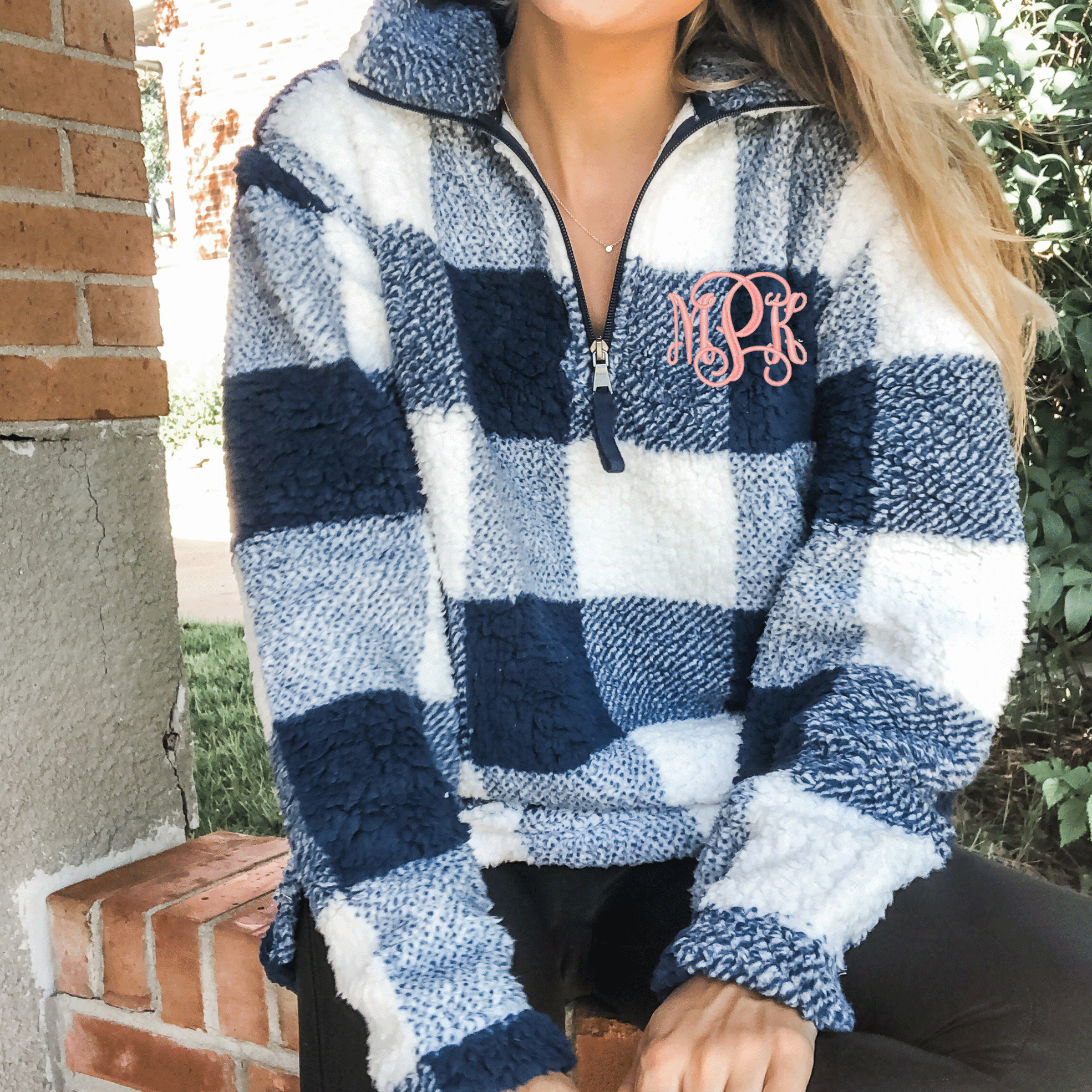 plaid sherpa pullover