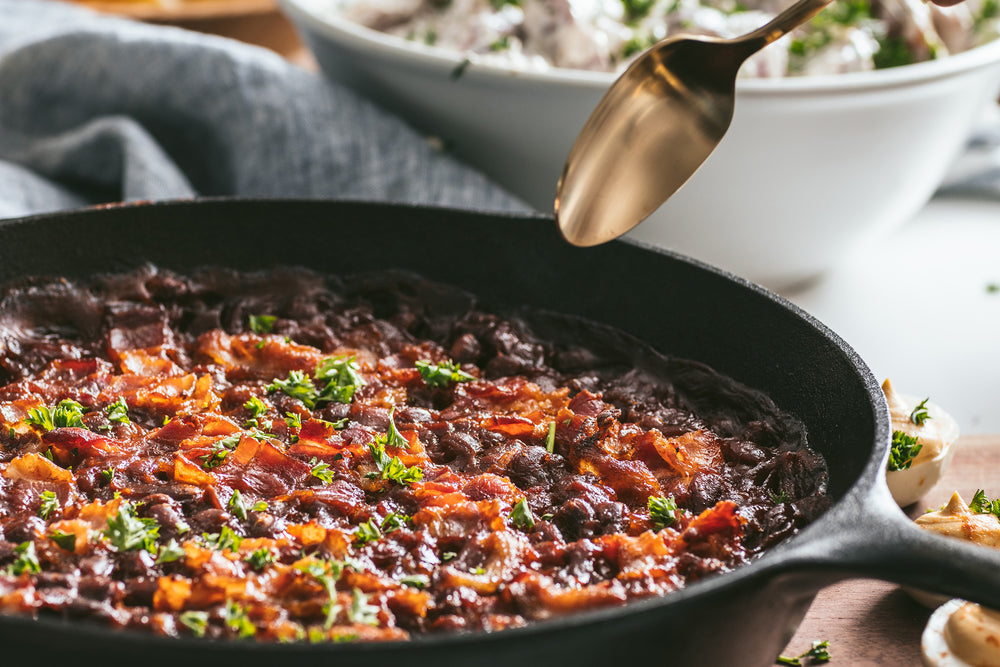 Cast Iron Sweet And Smoky Bbq Baked Beans Calicutts Spice Co