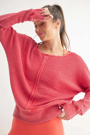 MONO B Chunky Waffle Boat Neck Sweater - Avonjee