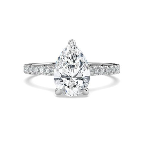 Pear-Cut Hidden Halo Pavé Engagement Ring