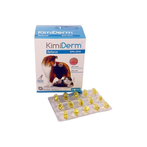 KimiDerm Reforce 120Caps - Suplemento para a Pele e Pelo de Cães e Gatos
