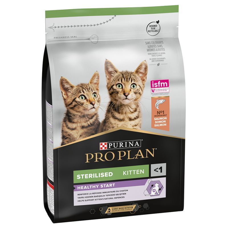 Pro Plan Kitten Sterilised 3Kg - Ração Seca para Gatinho Esterilizado de Salmão