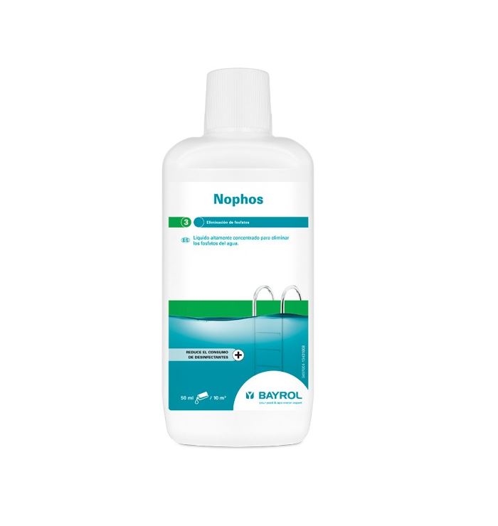 NOPHOS ELIMINA FOSFATOS BAYROL 1 LT - Ação anti-algas e desinfetante para Piscinas