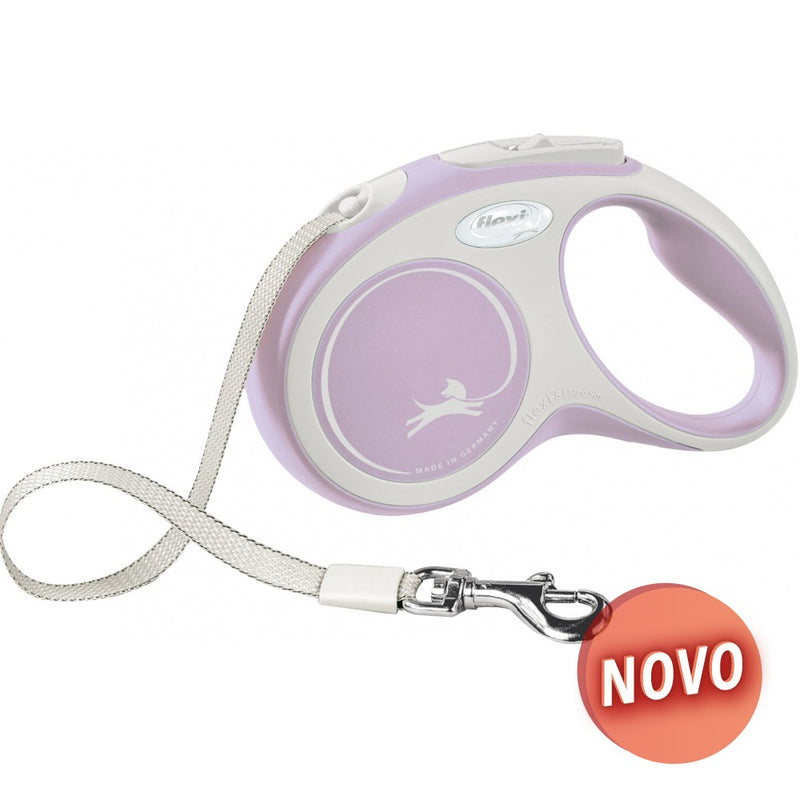 Flexi Comfort Rosa Claro de Fita  - Trela extensível para Cão