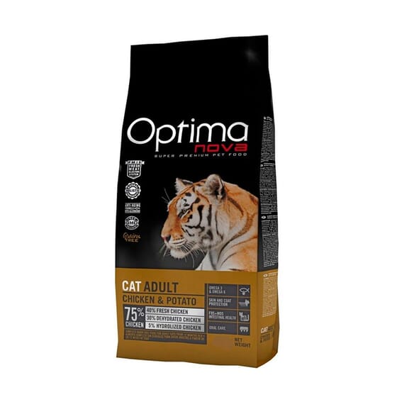 Optima Nova Cat Frango e Batata 2Kg - Ração Seca para Gato Grain Free