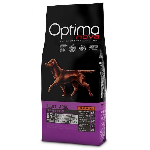 Optima Nova Adulto Large 12kg - Ração Seca de Frango para Cão de Porte Grande