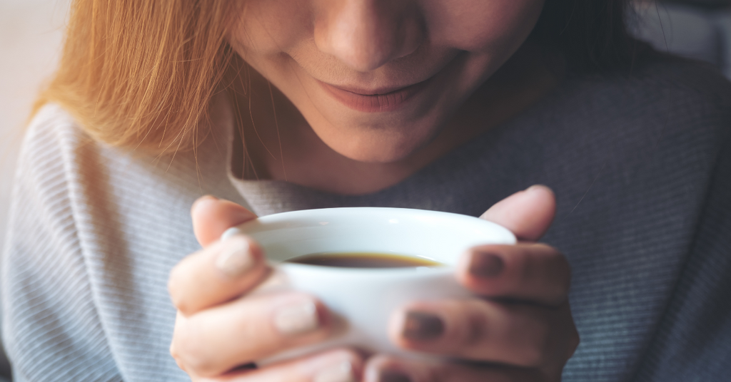 コーヒーを楽しんでいる様子