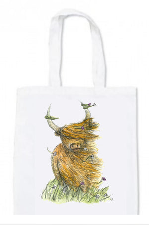 Windswept Highland Coo Lightweight Tote Bag - Faire Isles Trading Company