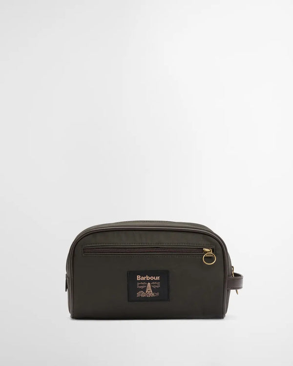 Barbour Waxed Washbag in Olive