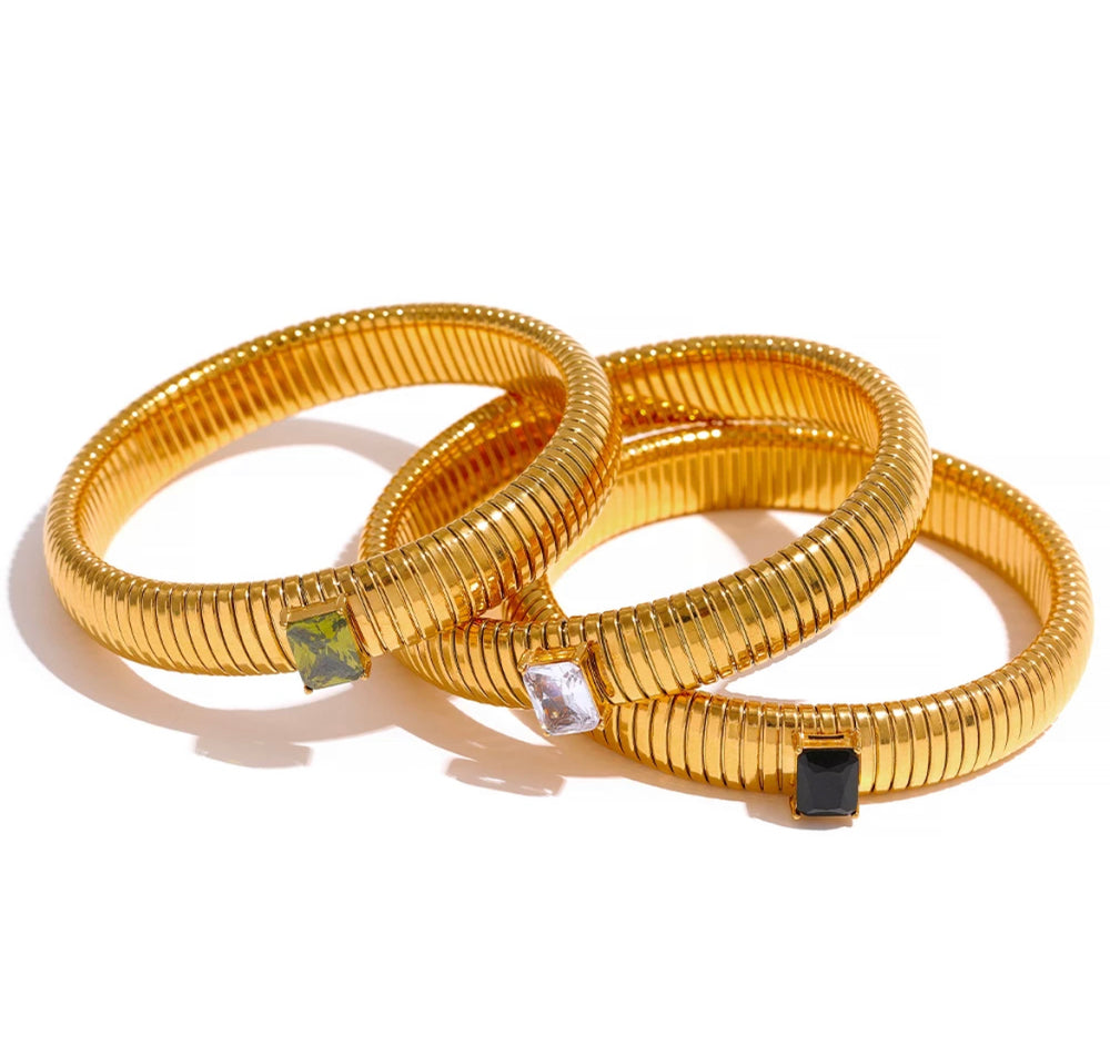
                  
                    Boho & Mala Green Gold Cuff Bangle Bracelet BC1002
                  
                