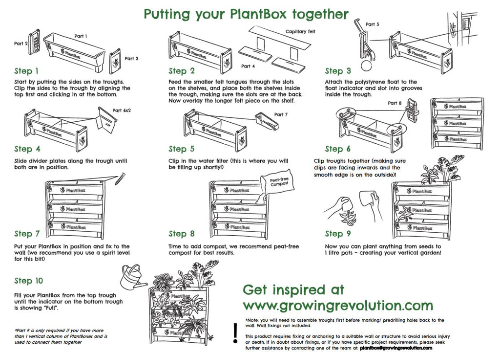 Instructions on how to assemble the Living Wall PlantBoxes