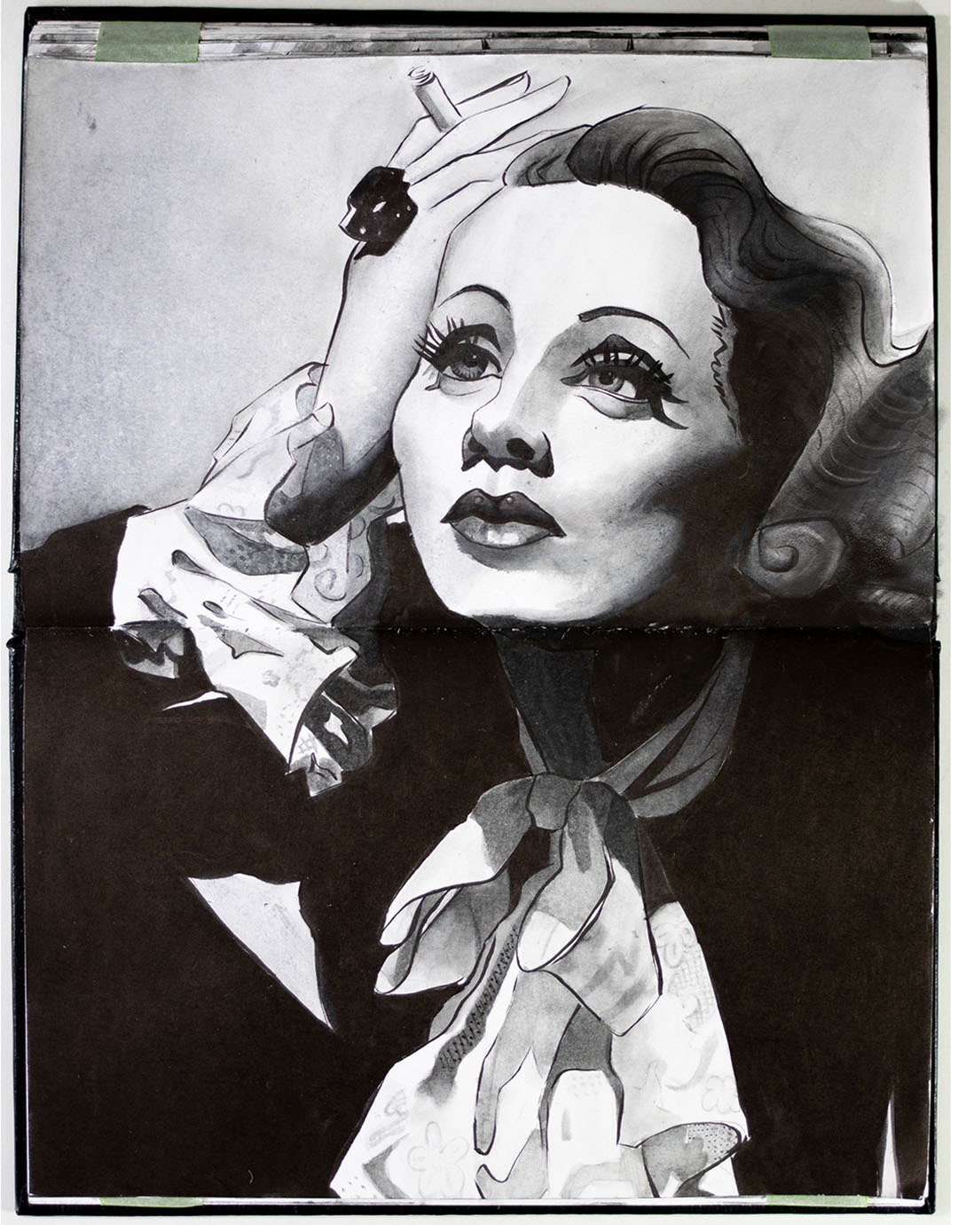 Will J Bailey Blog Ink Wash Painting Sketchbook Marlene Dietrich