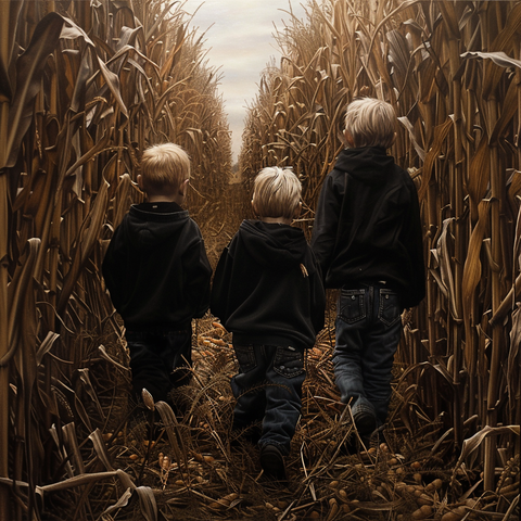 Brothers in corn field