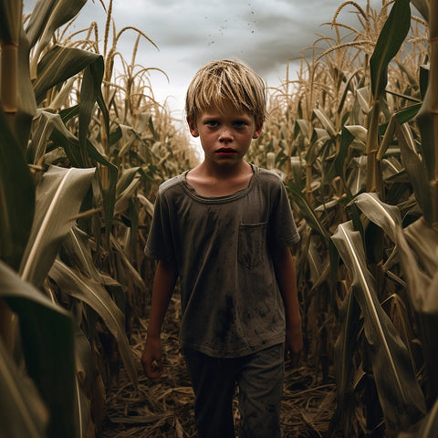 Boy in corn field