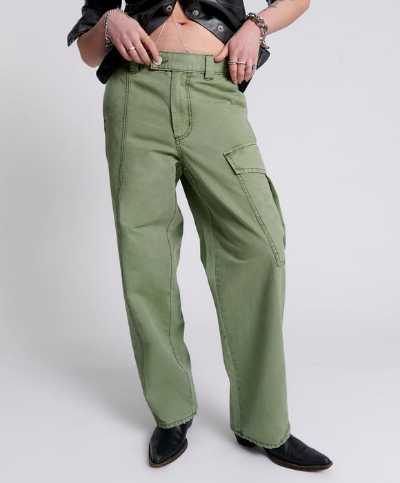 Khaki New Fiction Wide Leg Cargo Jeans